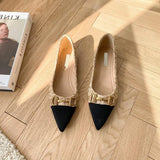 Single Shoes Women's 2023 Autumn And Winter New Spring And Autumn Pointed, Small Fragrant Style, Low Heels, Flat Soles, Shallow Mouth And Four Seasons Ladle