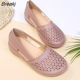 Women's Flat Shoes Wedge Sandals New Hollow Breathable Summer Casual Shoes for Woman Retro Plus Size Comfortable Walking