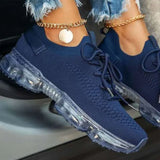 Sneakers Knitted Breathable Women's Vulcanized Shoes Lace Up Casual Flat Shoes Female Spring Ladies Running Shoes