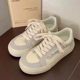 Breakj Version Of The Color Panel Shoes Women 2025 Summer New Lace Sports Small White Shoes Casual Style Retro Thick-Soled Women's