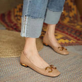 sale Ladies Flat Shoe Retro Square Toe Leather Loafers for Women 2022 Spring Casual Flats Elegant Metal buckle female