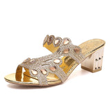 Fashion Rhinestone Thick With Slippers Female Summer High With Cool Drag 42 Yards New Set Diamond Hollow Out High With Cool