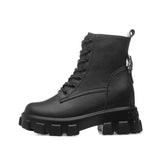 Women's Female Ladies Genuine Leather Ankle Boots Shoes Platform Autumn Increase Lace Up Winter Fur Breathable