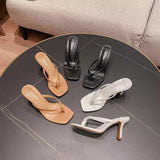Breakj Clip Toe Sandals Women Flip-Flops High Heel Pins Outside Wearing Fashion Slippers Outside The Cool Drag