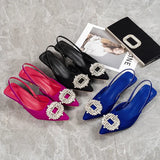 Breakj Pointy Thin Heel High Heel Sandals Women's Feel Buckle Back Strap Pearl Heels Female Heels