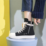 44 Chaussure Femme Women Sneakers Zipper Canvas leather Casual Shoes Mens 2022 Fashion Women Black Sneakers Ladies