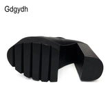 2021 Fashion Women Pumps High Heels Zipper Rubber Sole Black Platform Shoes Spring Autumn Leather Shoes Female