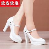 Cheongsam Catwalk Model High Heels Women's Thin Heels Thick Soles Waterproof Platform Size Soft Leather Comfortable Single
