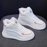 White Winter Sneakers Women's Fur Ladies High Top Sneakers Platform Vulcanized Casual Shoes Woman Snow Boots basket