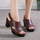 Women's Sandals Genuine Leather Platform Sandal 2022 Summer Thick Sole High Heels Ladies Sandal Summer Shoes For