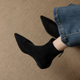 Breakj Velvet Zippered Elastic Boots Women's New Thin Boots In The Raised Short