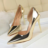 Breakj High Heels Simple Thin Heel Metal With High Heel Shallow Tip Side Hollow Out Sexy Single