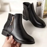 ankle boots for women zip deco leather booties woman winter 2022 waterproof rain snow boots autumn winter