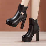 High-Heeled Martin Boots 2023 New Round-Headed British Style Spring And Autumn Cheongsam Walking Show