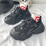 Women's Chunky Sneakers Thick Bottom Platform Vulcanize Women Shoes Fashion Casual Lace Up Running Shoes Woman Female