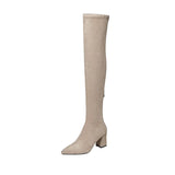 Breakj Boots Women's Elastic Boots Tips High With Boots Children Over The Knee Velvet High Boots Kaqi