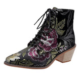 Breakj Size 43 New Coarse And High-With Martin Boots Female Pointed Embroidery National Style With Short