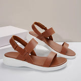Breakj Summer New Casual Sandals Women Comfortable Flat Fish Mouth Manchcro Plus Size
