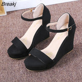 Thick Bottom High Heel Women's Shoes Size 32 33 40 Black Roman Wedges Heel Platform Women's Sandals Beach