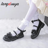 shoes women bow women's shoes heel round head women shoes comfortable kawaii girl loli cosplay shoes detachable