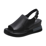 Thick-soled Wedge Sandals Women 2022 New Summer High-heeled Fish Mouth Women's Shoes Soft Leather High Platform Shoes