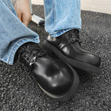 Breakj Shoes Thick Platform Round Head Comfortable Big Head Men's Shoes Locomotive Shoes Nightclub Handsome Boy Barber Men's Shoes