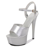 Breakj Artifact Model High Heels Thin Heel Sexy Black Waterproof Table 15Cm Hate Day Superb High Heel Sandals Female