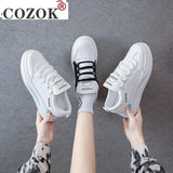 Korean Women Shoes White Platform Sneakers Ladies Spring Flying Casual Shoes Women Breathable Mesh Shoes For