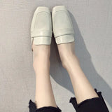 Breakj Drag Female Spring 2023 New British Wind Square Head Head Half Drag Skin Face Low Heel Lazy Slippers Female Small White