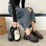 Sole Retro Metal Buckle Small Leather Shoes Female 2024 Spring And Autumn New Fashion With Black Foot Pedal British