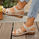 Breakj New Large-Size Casual Fish Mouth Sandals Roman Sandals Wearing Magic Sticker And Thick-Soled Sandals