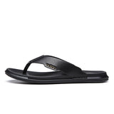 New Summer Men's Leather Slippers High Quality Soft Flip Flops Fashion Handmade Beach Slippers Non-slip Shoes Sandals