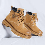 Breakj Men's Boots 2023 New Yellow Boobritish Vintage Outdoor Plush Martens