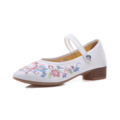 Breakj Grain Sole, Pointed Shoes Single Square Heel Fashionable Low Heel Embroidered Cloth Shoes, Retro Plate Buckle Embroidered Cloth Shoes Women's