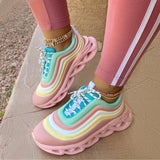 Size Sneakers Hot Sale, 2020 Autumn and Winter New Color Matching Platform Lace-up Women's Casual Shoes Zapatillas