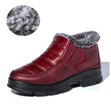 Flat Shoes Woman PU Leather snow boots women mom shoes women's winter shoes Female Casual winter boots soft Women's