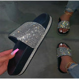 Bling Slippers Flatform Summer Women Crystal Slipper Glitter Flat Outdoor Ladies Slides Beach Shoes Female Fashion