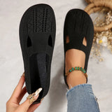 Breakj Size Fly Woven Casual Low Top Single Shoes Women's Flat With Hollow Mouth Lazy