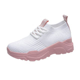 Casual Shoes Sneakers Thick Bottom Spring Summer Knitted Breathable Running Shoes Light Solid Female Vulcanized