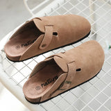 Hot Popular Men's Closed Toe Cork Slippers Mule Clogs Cork Sandals For Men Split Leather Garden Slides Cork