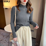 Slim soft Pure color turtleneck Sweater Pullover Women Casual Long Sleeve chic bottom Sweater Female Jumpers