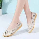 Women Casual Shoes Leather Slip-on Lofers Ladies Non-slip Flats Shoes Cut Out Breathable Women's Moccasins Zapatos