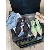 Small Fragrant Wind High Heel Head Head Sandals Female 2024 New Summer Thin Heel Pointed Toe Foot Single