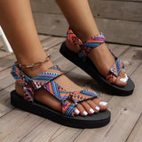 Breakj Summer New Thick-Soled Cloth National Wind Women's Shoes Fish Mouth Color Magic Stick Beach