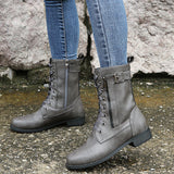 Breakj And Winter New Lady Martin Boots Front With Solid Color Low-Hee Color Boots Large