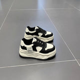 Breakj Appearance Level Super Increased Dad Shoes Black And White Panda Matching Fashion Shoes Breathable Commuting Students