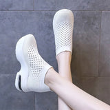 Women Sneakers Breathable Female Knitted Shoes Thick Bottom Walking Shoes Soft Comfortable Spring Air Cushion Summer Casual