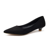Low Heels Pumps Pointed Toe Dress Shoes Faux Suede Boat Shoes Woman Basic Pump Yellow Work Shoes Ladies zapatos