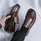 Breakj Dou Shoes Male Spring And Autumn British One Foot Pedal Casual Leather Shoes 2023 New Fashion Loafers Male