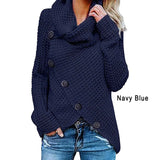 Solid Knited Sweaters Women Autumn Irregular Hem Buttons Knitted Pullover Female Korean Plus Size Jumper